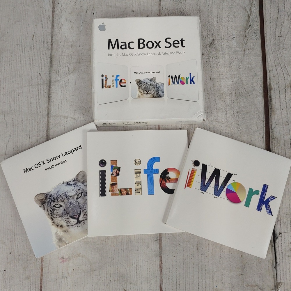 TESTED - Apple Mac Box Set Snow Leopard iLife iWork MB997Z/A - White Software